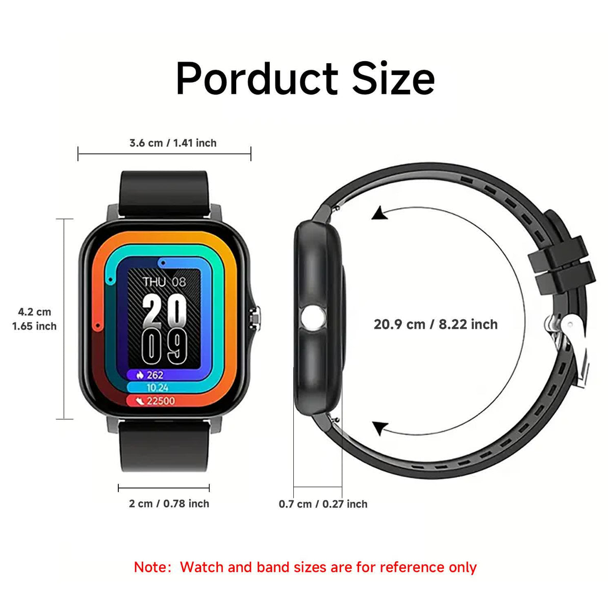 Gold Smart Fitness Watch with Large Display - 24 Sport Modes, Heart Rate Monitor & More
