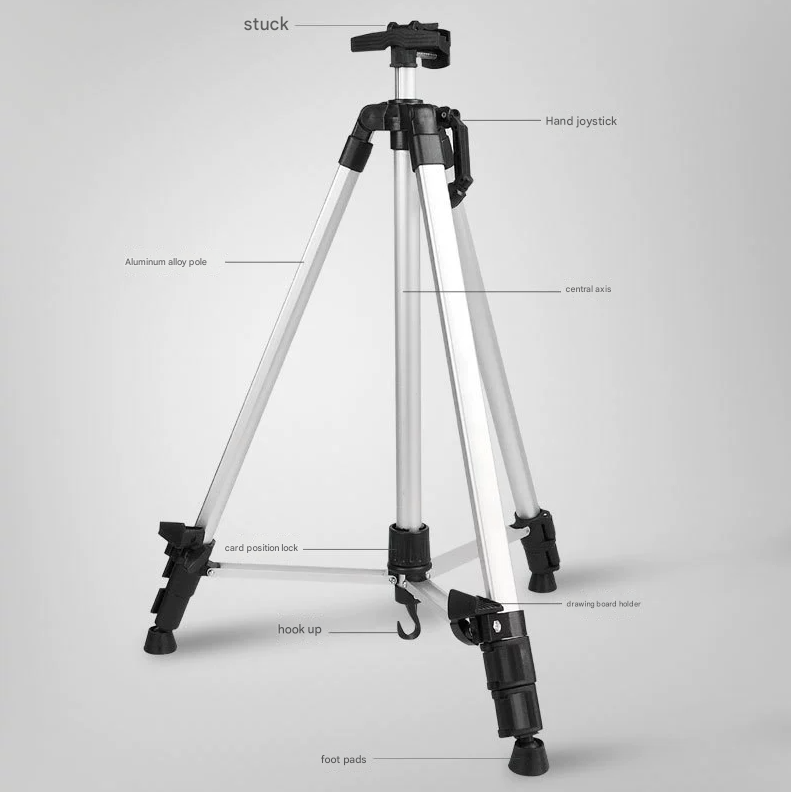 Silver Portable Folding Artist Tripod Easel - Adjustable Stand for Sketching & Painting (Collapses to 54cm)
