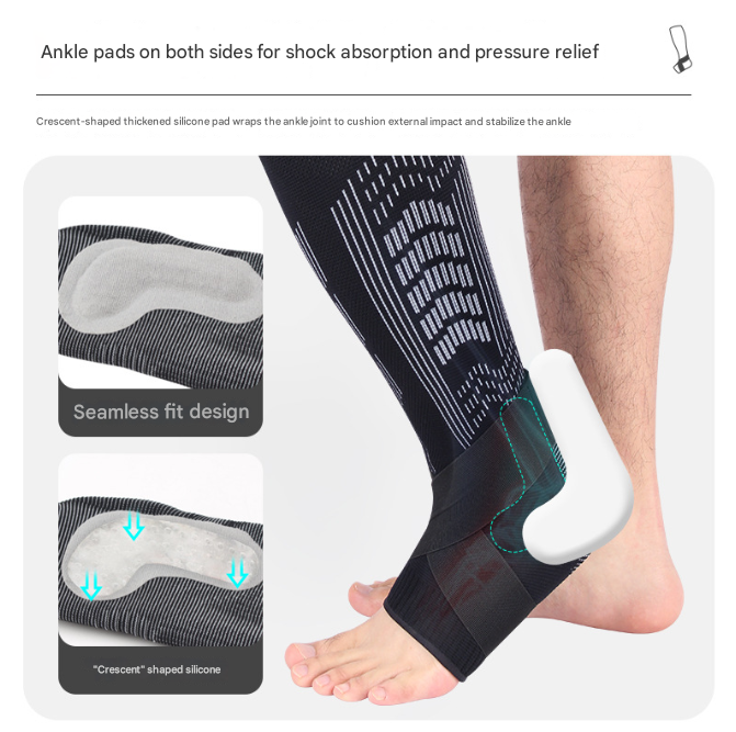 L White A pair Compression Sports Calf Sleeves with Silicone Shock Absorption - Protective Leg Support for Running and Training