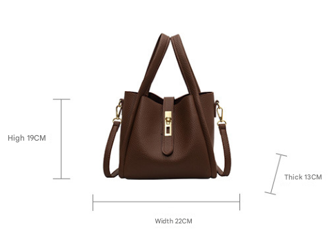 Elephant Gray Elegant Leather Shoulder Bag - Compact Handbag with Adjustable Strap