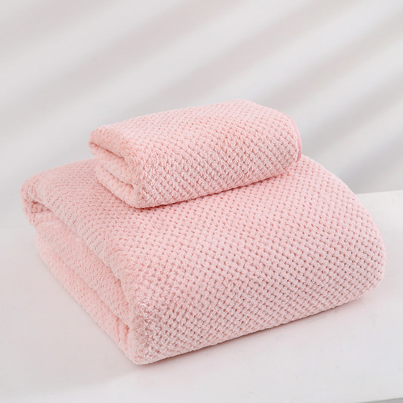Pink Luxury White Bath Towel and Hand Towel Set - Ultra Soft and Absorbent