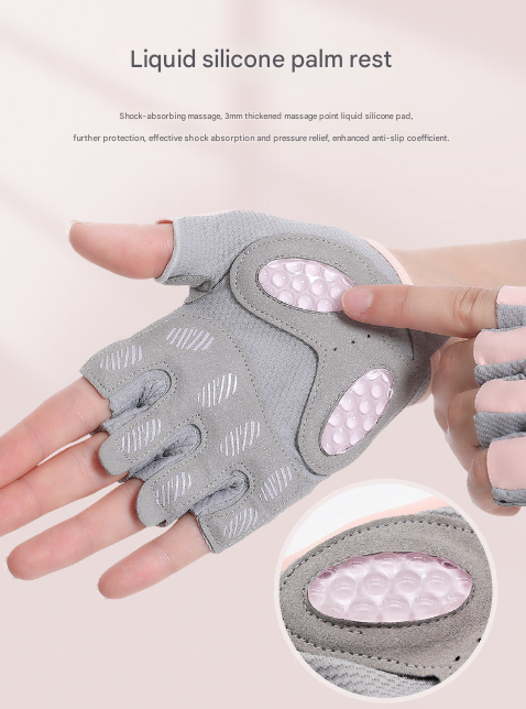 S Grey Breathable Gym Training Gloves with Non-Slip Palm Grip