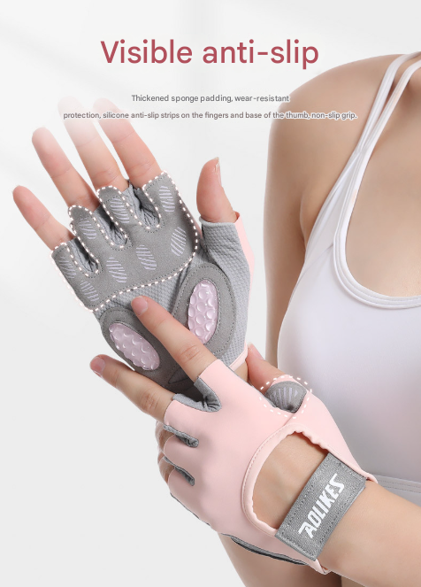S Grey Breathable Gym Training Gloves with Non-Slip Palm Grip