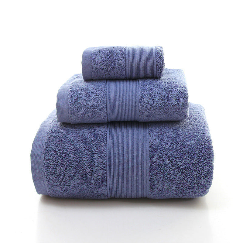 Blue Luxury 100% Cotton Towel Set - 3-Piece Combed Cotton Bath Towel Set