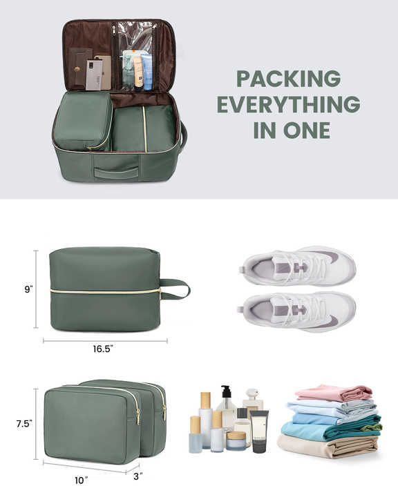 Light Pink 40L Large Capacity Travel Business Backpack with Expandable Compartments, Including 2 Toiletry Bags and Shoe Bag - Durable Oxford Fabric