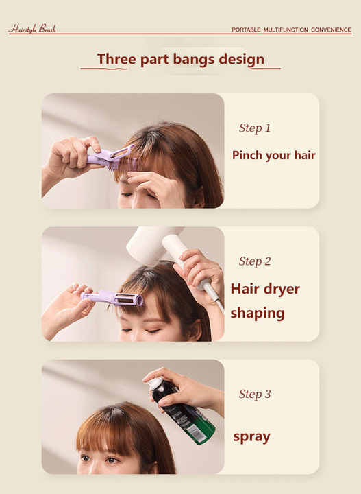3-pack Beige Portable Hairstyle Brush for Root Volume - Multifunction Hair Styling Tool