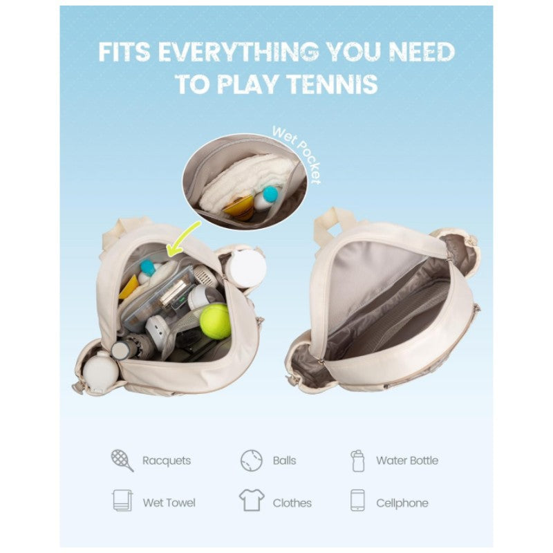 Black Lightweight Waterproof Tennis Racket Backpack - Multifunction Sling and Backpack for Men and Women(The water cup racket is a shooting prop and