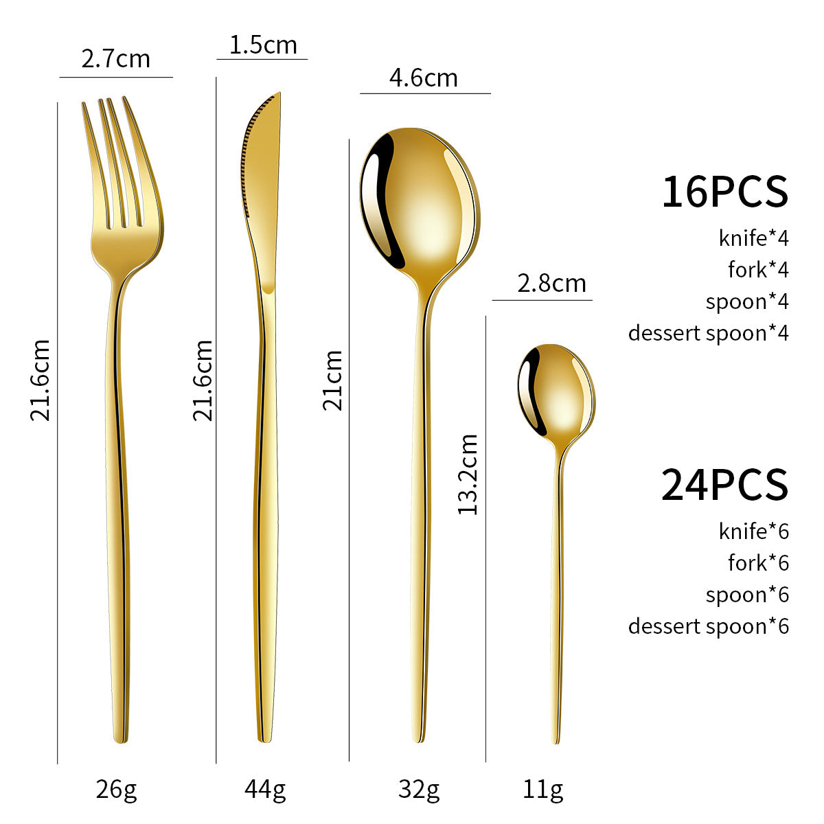White And Gold Patchwork Colours 410 Stainless Steel 16-Piece Flatware Set - Elegant Dinnerware with Knife Fork Spoon for 4 People