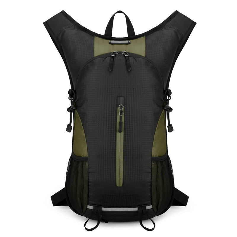 Black and Dark Green Patchwork Style Lightweight Outdoor Cycling Backpack - Durable and Water-Resistant Oxford Fabric, Large Capacity Sports Hiking