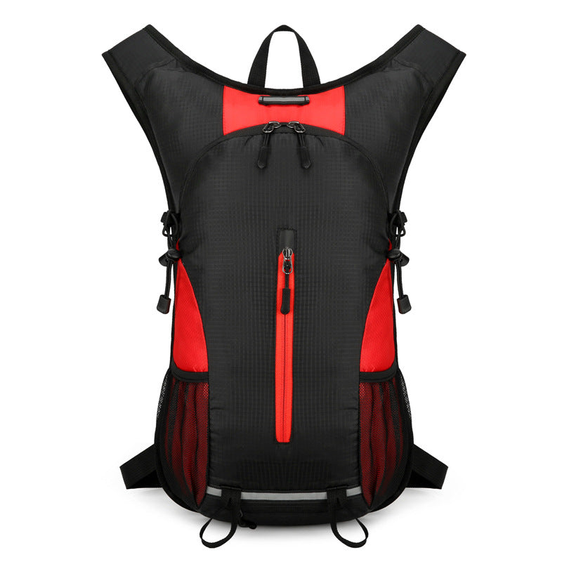 Black and Red Patchwork Style Lightweight Outdoor Cycling Backpack - Durable and Water-Resistant Oxford Fabric, Large Capacity Sports Hiking Bag,