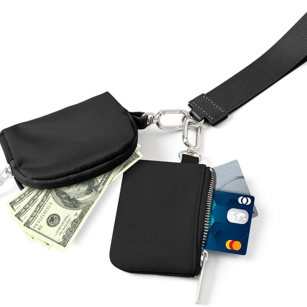 Pink And Beige Portable Ladies Wrist Bag - Mini Wallet for Cards, Coins, and Keys, Lightweight and Stylish Organizer, Perfect for Daily Use