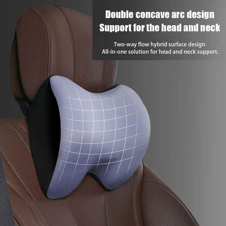Black Memory Foam Car Seat Neck and Lumbar Support Set ??Ergonomic Cushion for Office, Home, and Driving