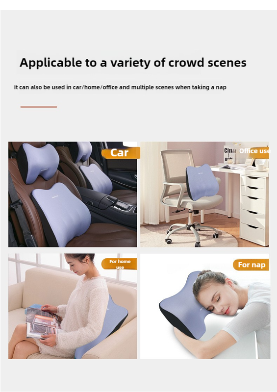 Black Memory Foam Car Seat Neck and Lumbar Support Set ??Ergonomic Cushion for Office, Home, and Driving