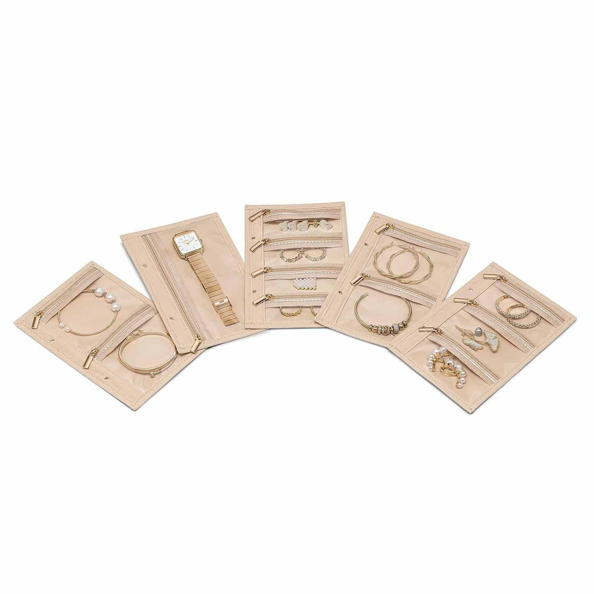 1 Piece Beige Luxury Leather Loose-Leaf Jewelry Organizer - Portable Large-Capacity Storage Book for Earrings and Necklaces(Jewellery is a shooting prop and is not included)