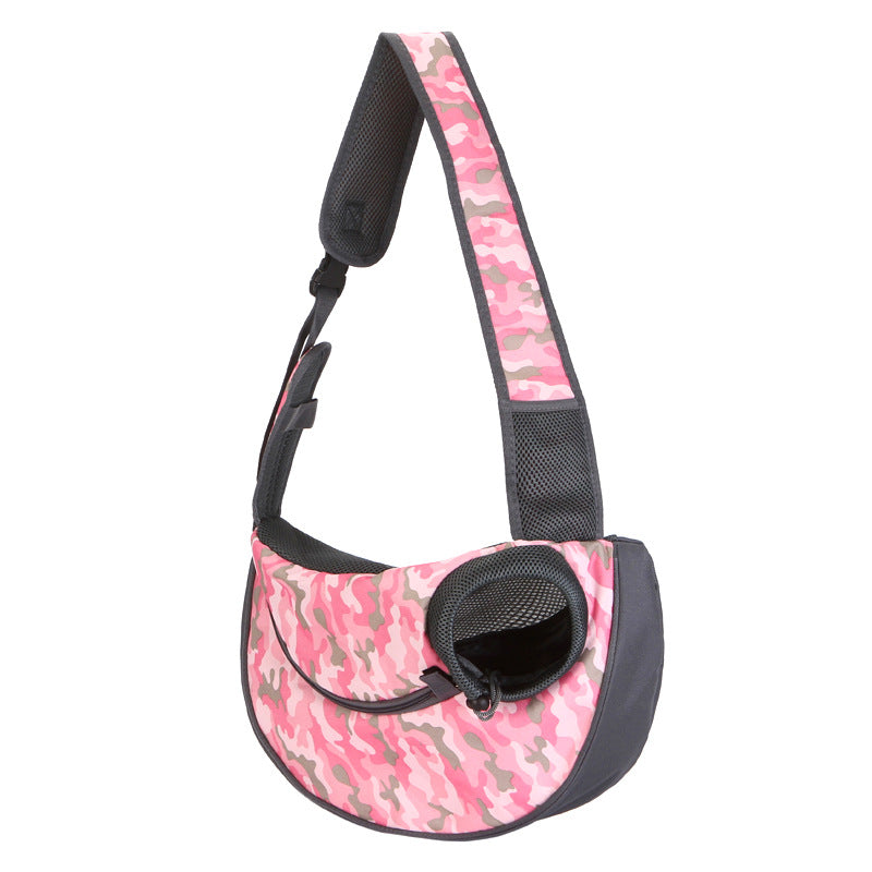 Size L Pink Lightweight Single Shoulder Pet Sling Bag - Stylish Durable Oxford Fabric Carrier