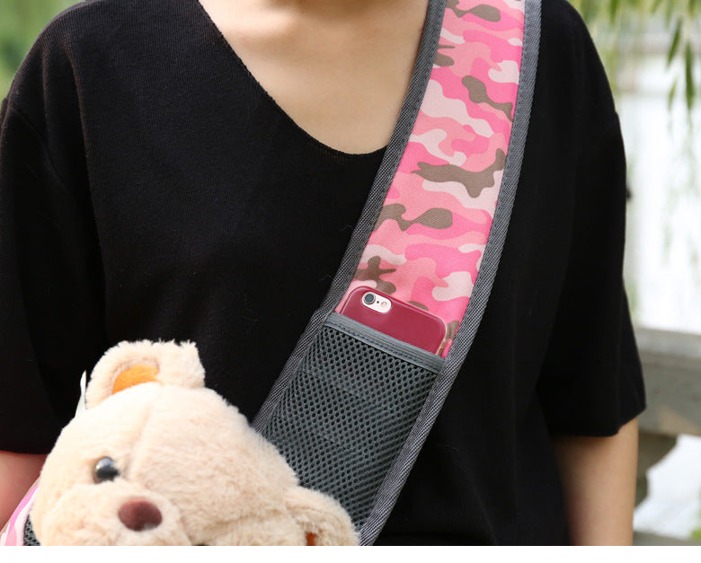 Size S Blue Dog Pattern Lightweight Single Shoulder Pet Sling Bag - Stylish Durable Oxford Fabric Carrier