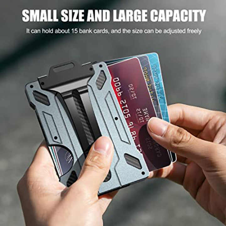 1 Pcs Gold Premium RFID Blocking Aluminum Alloy ID Badge Holder with Transparent Card Slot & Money C