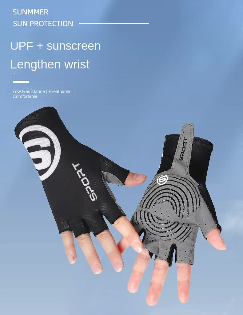Size L Black Breathable Half-Finger Cycling Gloves - Anti-Slip, Shockproof, and Durable for Men & Women