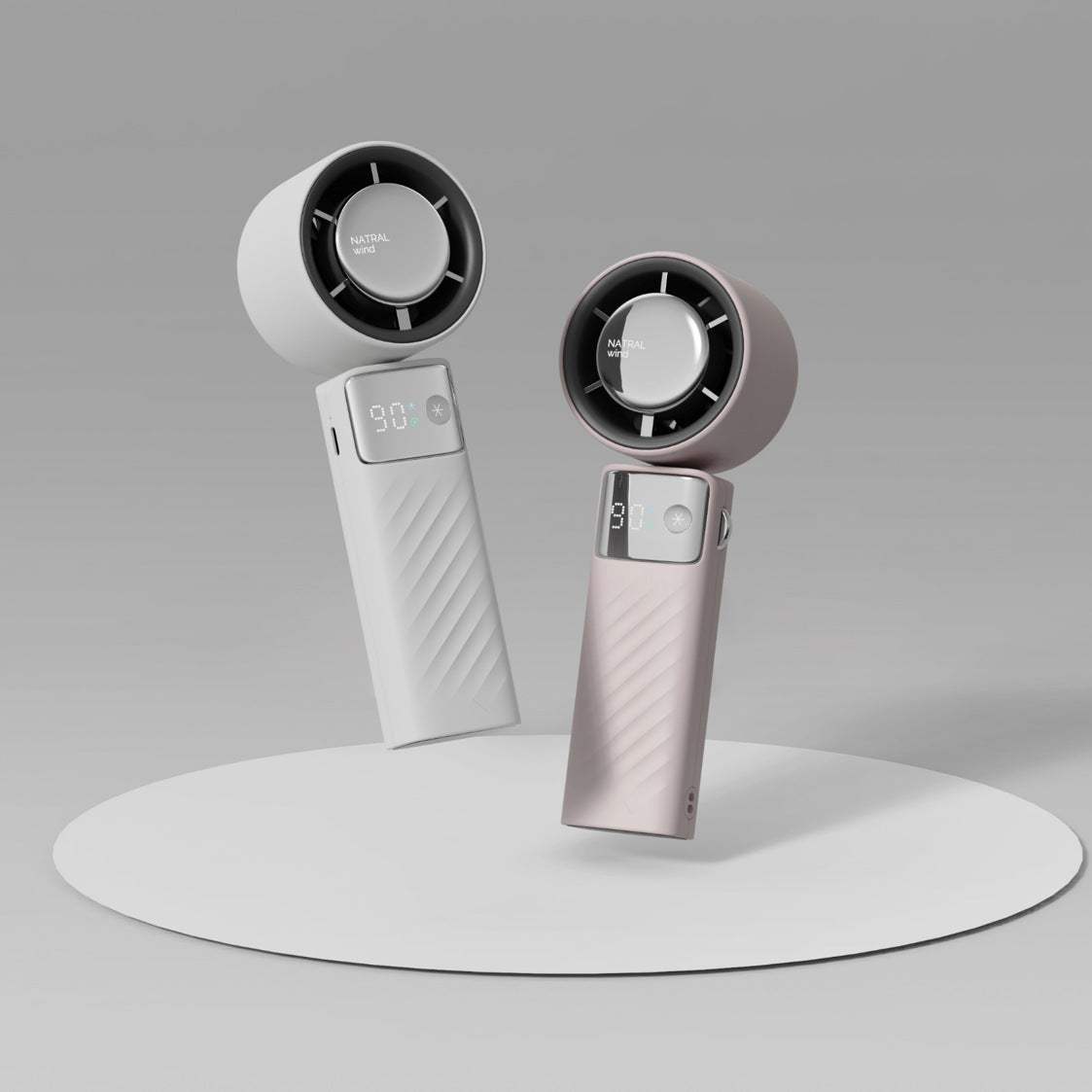White Portable Turbo Handheld USB Rechargeable Fan with Digital Speed Display ??High-Speed Cooling Fan for Outdoor Use