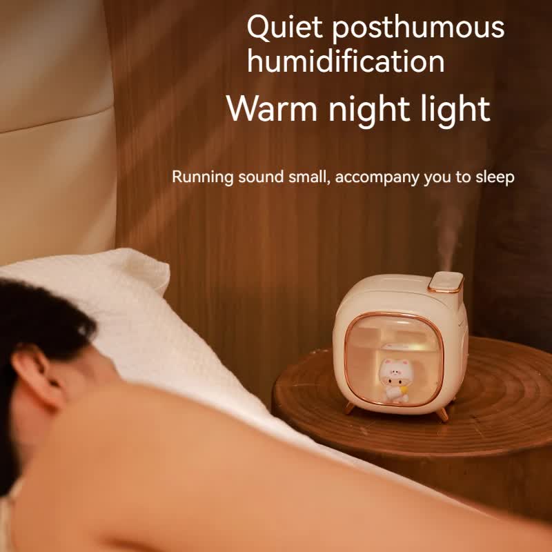 Off White USB Desktop Dual Mist Cute Humidifier with Essential Oil Diffuser, 500ml Large Capacity, Quiet Aromatherapy Machine for Bedroom and Office(without essential oil)