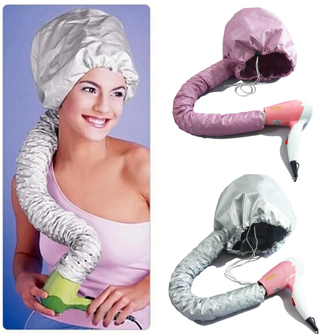 2 Pcs Black Portable Hair Dryer Bonnet Cap ??Adjustable Heated Hair Care Cap for Drying, Styling, and Conditioning with Warm Air