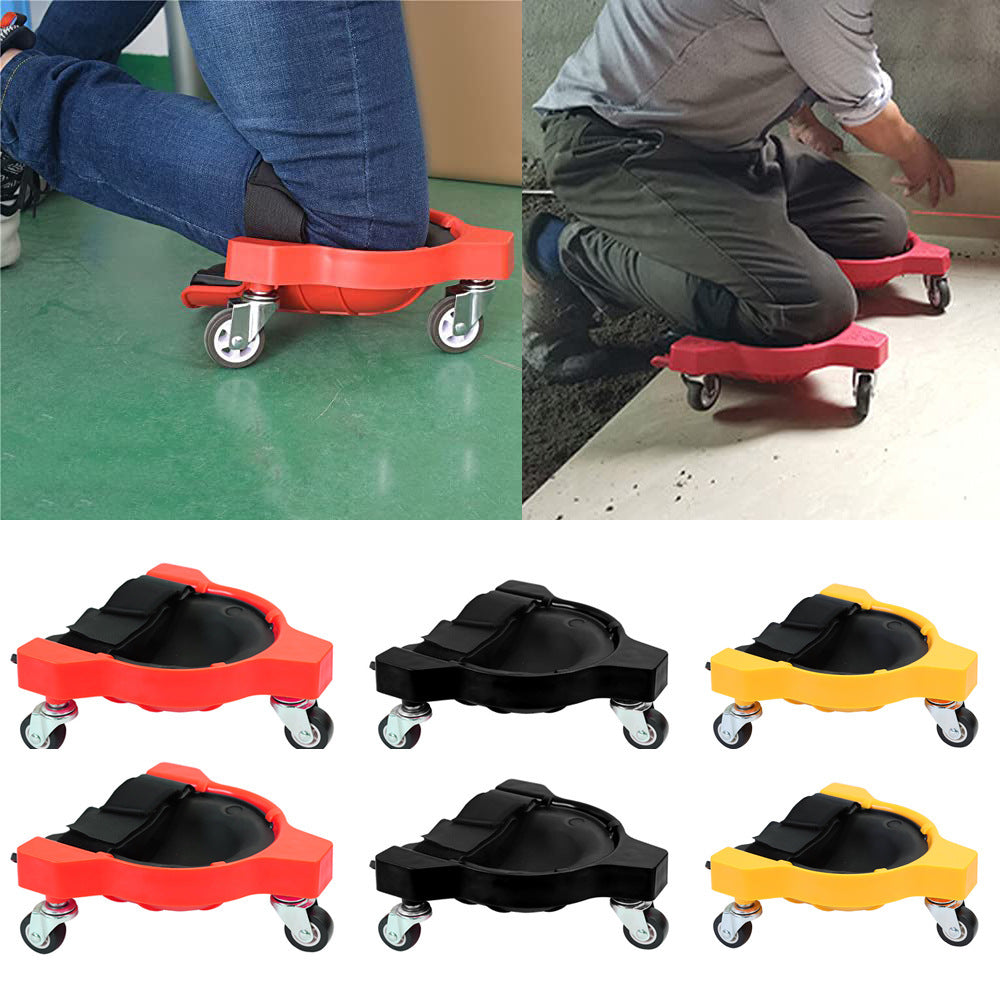 1 Pair Set Red Multi-Function Knee Pads with Swivel Wheels for Comfortable Knee Protection ??Ideal for Construction, Tiling, Woodworking & More