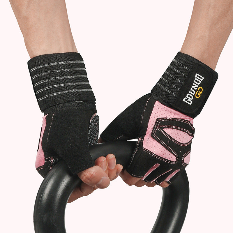 Size M Black And Pink Breathable Anti-Slip Gym Gloves for Workout and Weightlifting - Durable, Adjustable Fitness Gloves for Men and Women