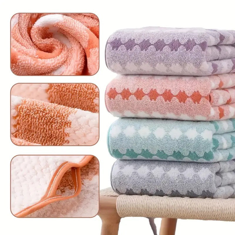 Cyan Premium Coral Fleece Towel Set - 1 Bath Towel (88x170cm) + 3 Hand Towels (35x35cm) - Soft, Absorbent, and Quick-Drying