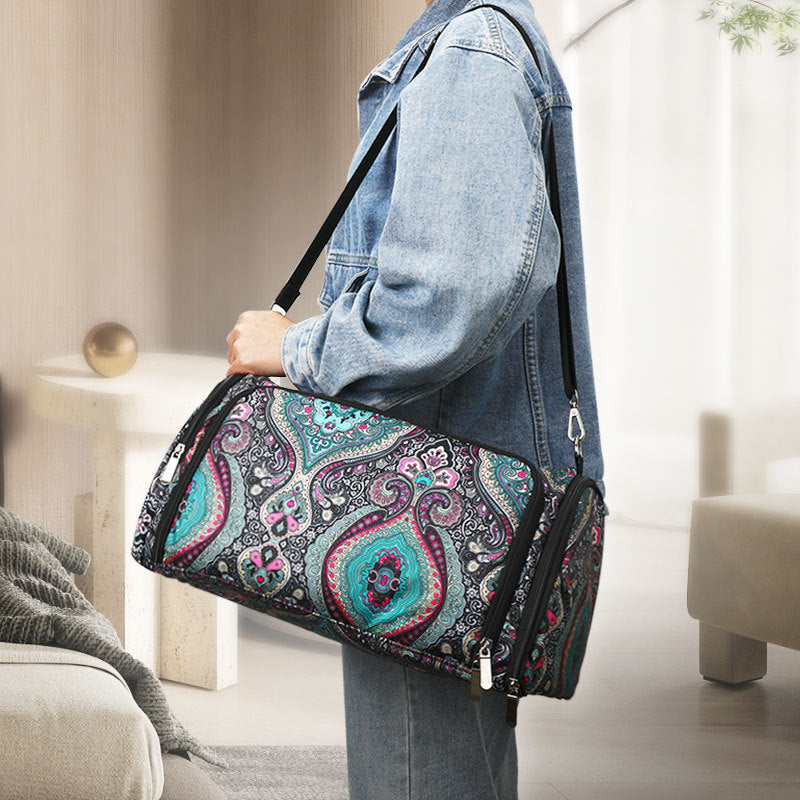 Geometric Patterns Multi-Functional Crochet Hook and Yarn Storage Bag ??Convenient Carrying Case for Crochet, Knitting Tools, and Yarn, with Stylish