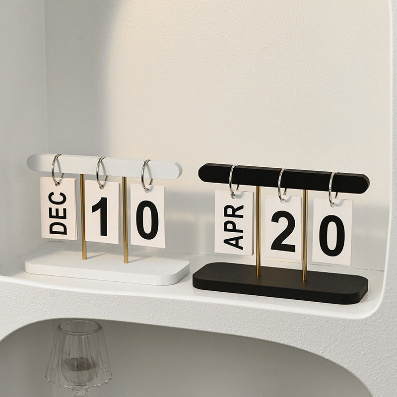 Wood Color Modern Minimalist Wooden Flip Calendar – Stylish Desktop Calendar for Home, Office, and Study Room