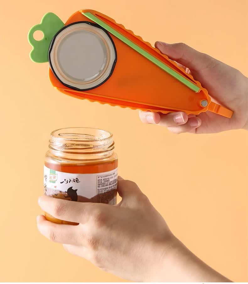 2 Pcs Orange Carrot-Shaped Multi-Function Bottle Opener ??Versatile Kitchen Tool for Jars, Cans, and Bottles