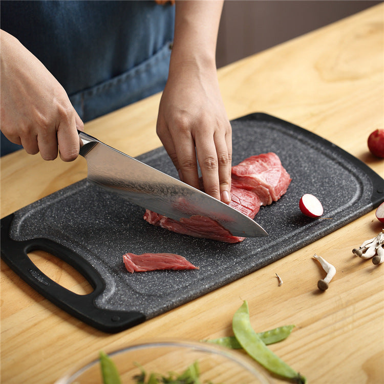 Black 3-Piece Marble Pattern Cutting Board Set ??Non-slip PP Plastic, Hanging Design, Kitchen Knife Chopping Board for Vegetable and Meat Prep