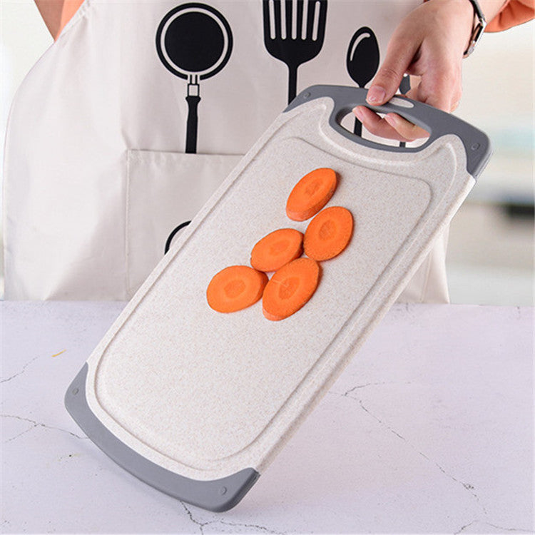 Beige 3-Piece Wheat Straw Cutting Board Set – Non-slip, Groove Design, Plastic Chopping Board for Kitchen Use