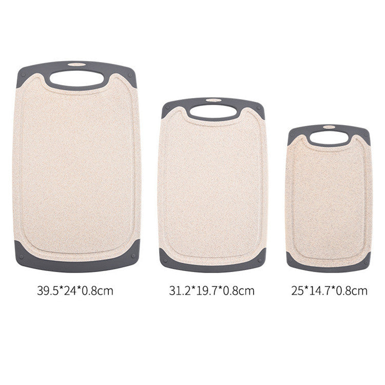 Beige 3-Piece Wheat Straw Cutting Board Set – Non-slip, Groove Design, Plastic Chopping Board for Kitchen Use
