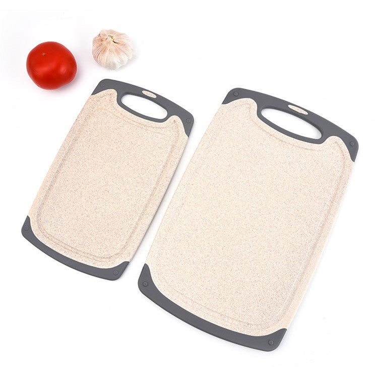 Beige 3-Piece Wheat Straw Cutting Board Set – Non-slip, Groove Design, Plastic Chopping Board for Kitchen Use