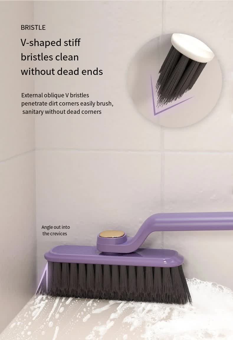 3 Pcs Purple Multi-Function Rotating Gap Cleaning Brush, 2-in-1 Hard Bristle Brush for Bathroom Tiles and Grout Lines