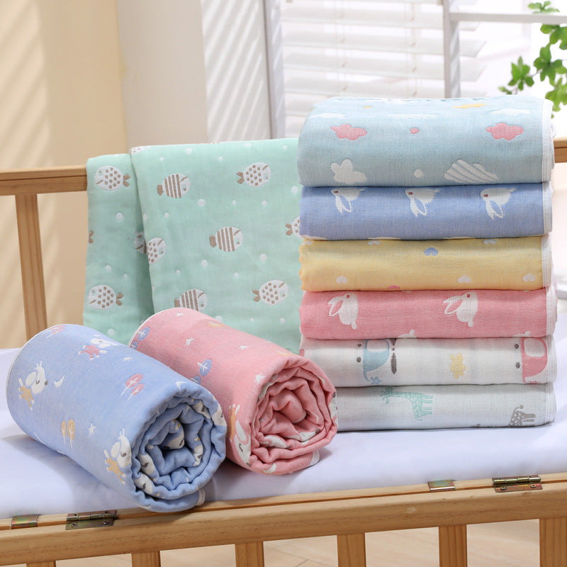 Green Flower, 6-Layer Muslin Baby Blanket - Soft Cotton Bedding for Infants and Toddlers, 110x110cm