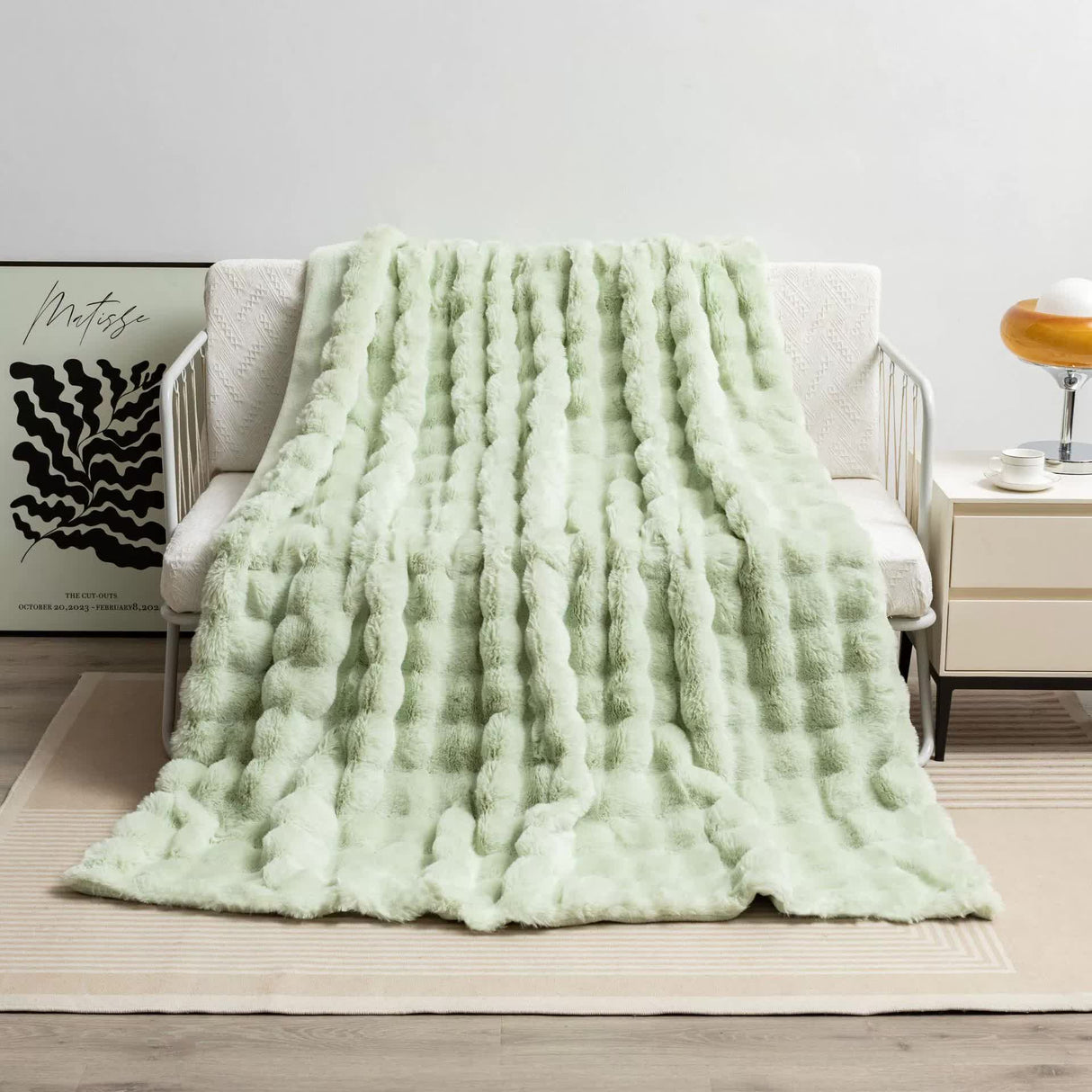 Green 70*100cm Plush Toscana Throw Blanket - Soft Flannel Fleece for All Seasons, Perfect for Couch & Bed