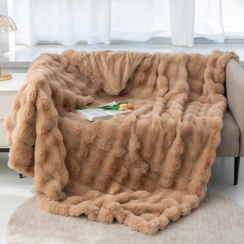 Coffee 100*160cm Plush Toscana Throw Blanket - Soft Flannel Fleece for All Seasons, Perfect for Couch & Bed