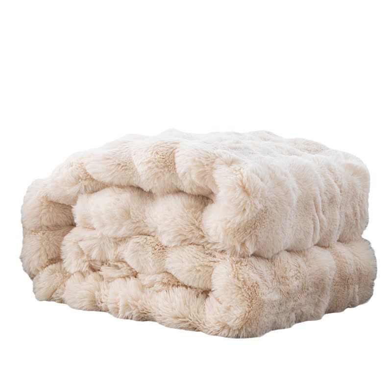 Beige 100*160cm Plush Toscana Throw Blanket - Soft Flannel Fleece for All Seasons, Perfect for Couch & Bed