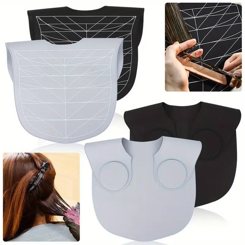 Gray Striped Silicone Hairdressing Cape - Extended Oversized Shoulder Pad for Hair Dyeing and Perming