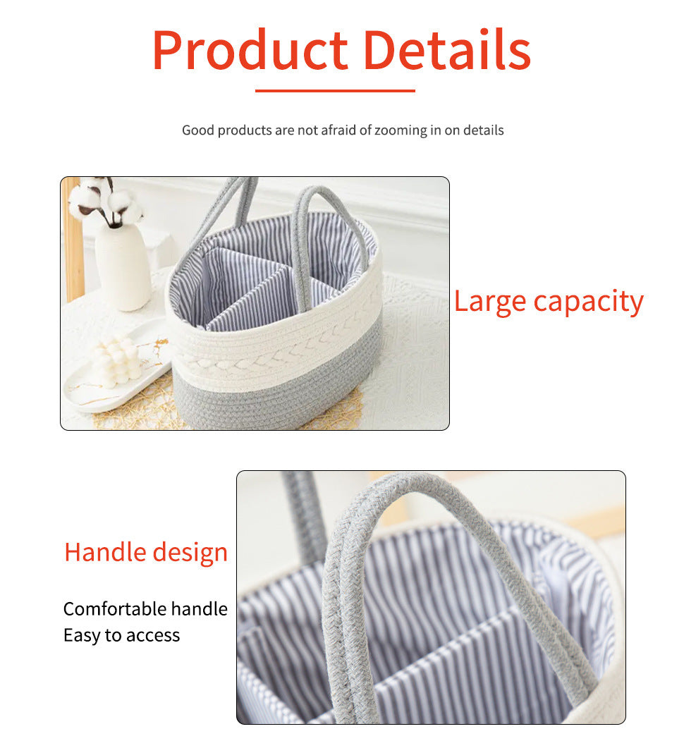 Grey Stylish Cotton Rope Basket for Clothing & Toys - Woven Storage Organizer, 38x23x18cm