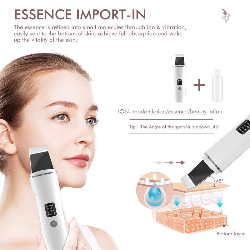 White Ultrasonic Skin Scrubber - Deep Pore Cleansing Facial Exfoliator with USB Type-C Charging