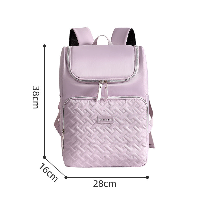 Grey Stylish Quilted Diaper Bag Backpack - Large 17L Capacity Lightweight Nappy Bag for Mum