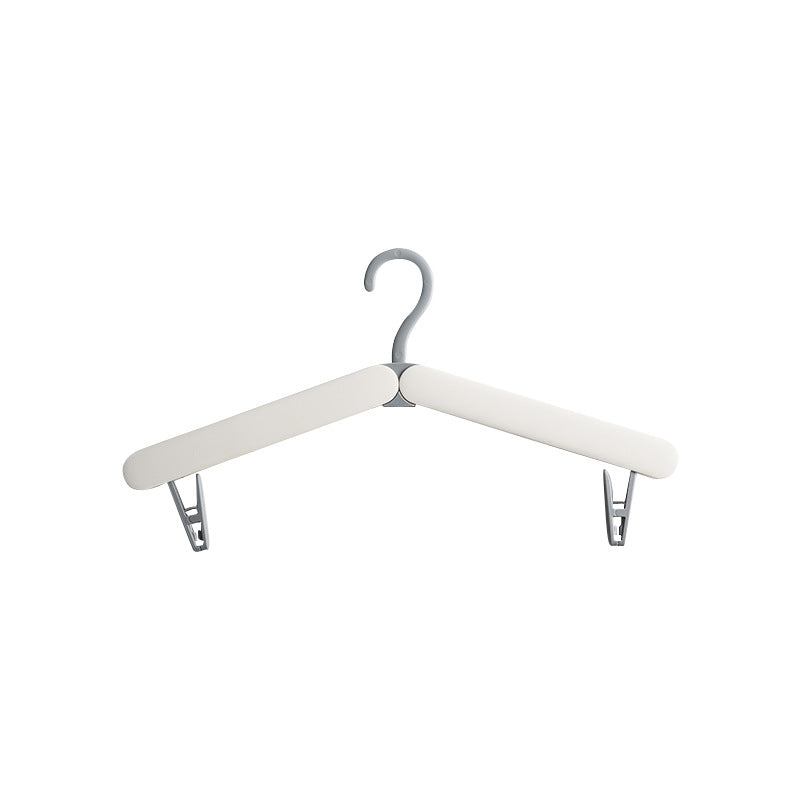 2PCS White Portable Travel Hanger with Hidden Clips - Lightweight Folding Clothes Hanger for Socks and Small Items