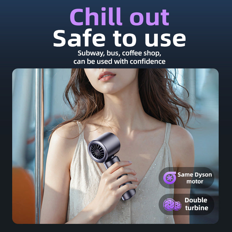 Pink Portable Handheld Fan with 120-Speed Display - USB Rechargeable Mini Cooling Fan for Outdoor Use