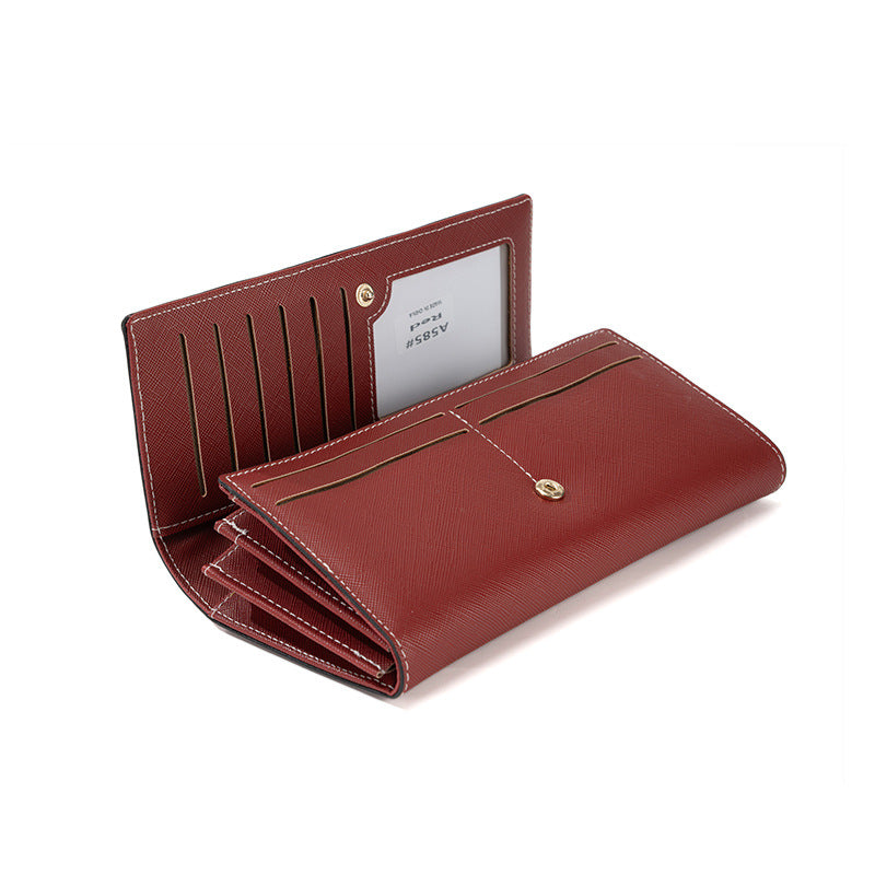 Pink PU Slim Wallet with Polyester Interior - Stylish Clutch for Cards and Cash