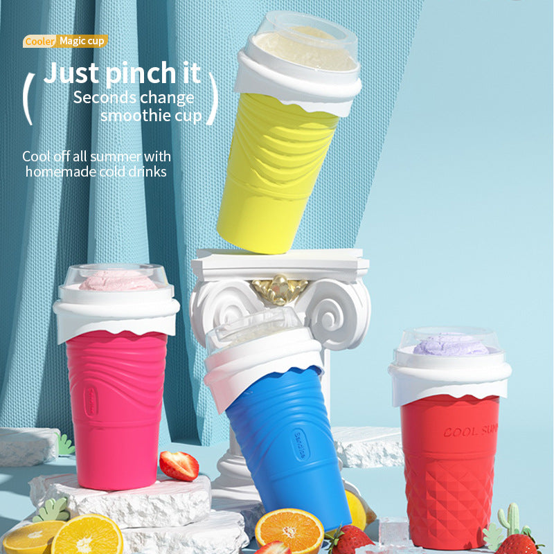 Blue Cool Summer Slushie Cup - 500ml Quick-Freeze Smoothie Maker with Straw