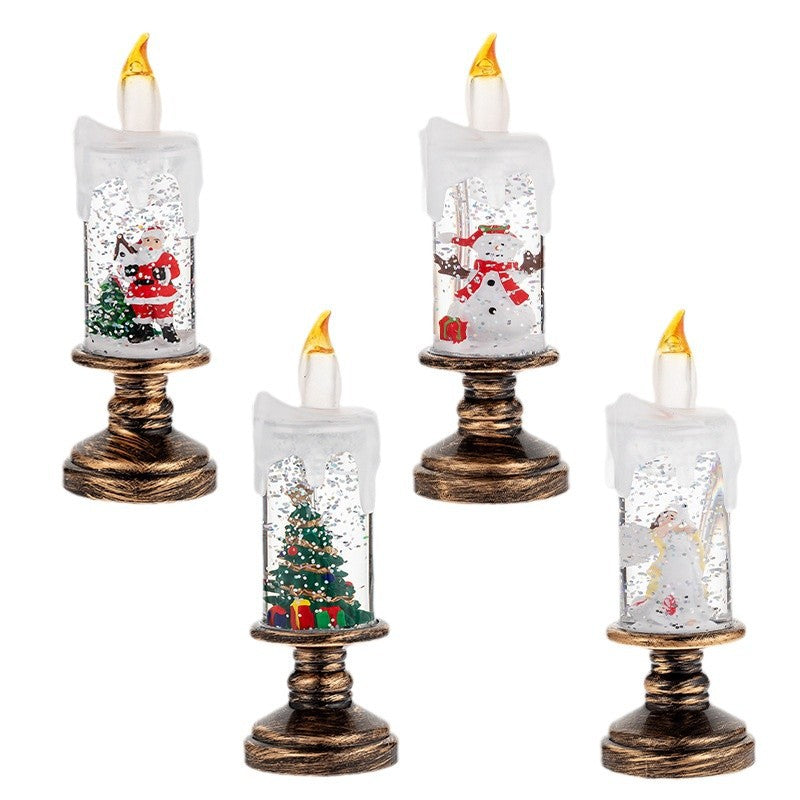 (A set of four) Festive Christmas Candle Lights with Snow Globe Decor - Perfect Creative Holiday Gif