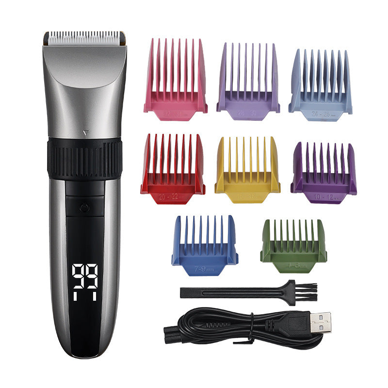Cordless Electric Hair Clipper with LED Display - 8 colourful Adjustable Lengths